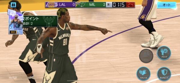 NBA 2K Mobile試合中