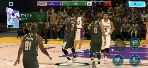 NBA 2K Mobile試合中