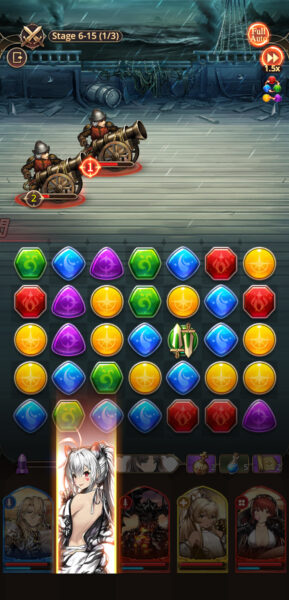 魔石騎士団 PuzzleWarのバトル画面