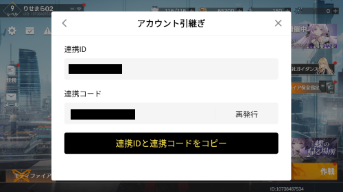 エーテルゲイザー　連携ID・連携コードについて