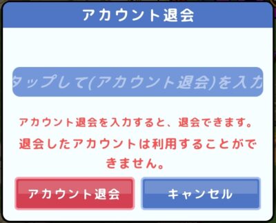 妹はRPG初心者　アカウント退会入力前