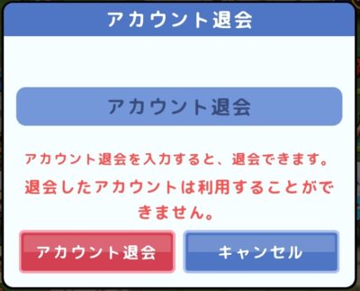 妹はRPG初心者　アカウント退会入力後